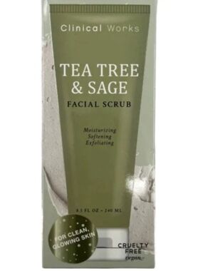 Clinical Works Tea Tree & Sage Facial Scrub –  Mosturing, Softening, Exfoliating